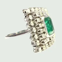 Bague Emeraude double entourage Diamants