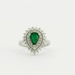 Bague Emeraude double entourage Diamants
