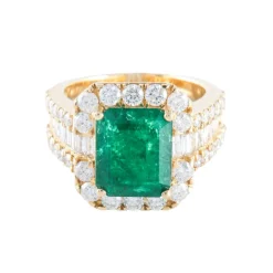Bague Emeraude entourage Diamants