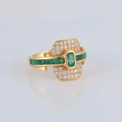 Bague Emeraudes pavage Diamants