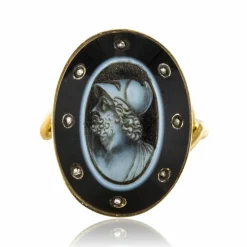 Bague Empire camée sur onyx et diamants