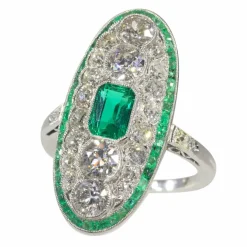 Bague en diamant avec émeraude