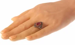 Bague en diamant avec rubelite