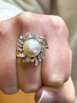 Bague en diamants et perle