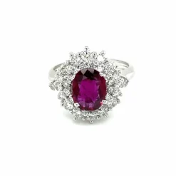 Bague en grappe de diamants rubis de 1,94 carat certifiée par le domaine
