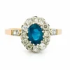Bague en grappe de platine et diamants et saphirs