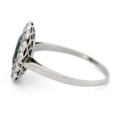 Bague en grappe de platine et diamants et saphirs