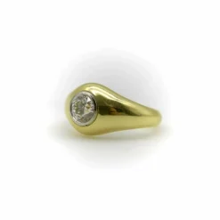Bague en or 18 carats avec diamants taille européenne ancienne Signature