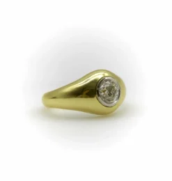 Bague en or 18 carats avec diamants taille européenne ancienne Signature