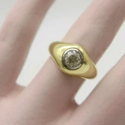 Bague en or 18 carats avec diamants taille européenne ancienne Signature