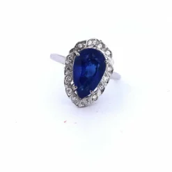 BAGUE EN OR 18 KT - SAPHIR ET DIAMANTS