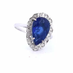 BAGUE EN OR 18 KT - SAPHIR ET DIAMANTS