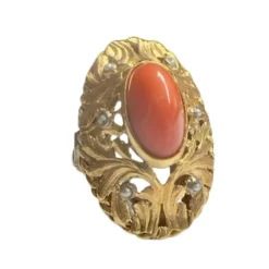 Bague en or avec corail et perle