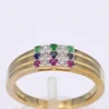 Bague en or avec diamant et pierres précieuses multicolores