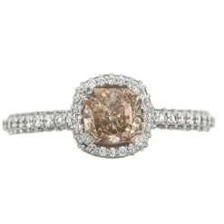 Bague en or avec diamant champagne + diamants blancs
