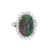 Bague en or avec diamant et opale noire éthiopienne de 8,10 ct