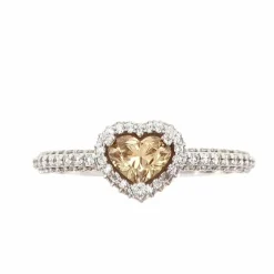 Bague en or avec diamant champagne et diamants blancs