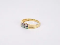 Bague en or avec diamant et pierres précieuses multicolores