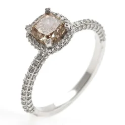 Bague en or avec diamant champagne + diamants blancs
