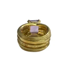 Bague en or avec diamants et améthytes