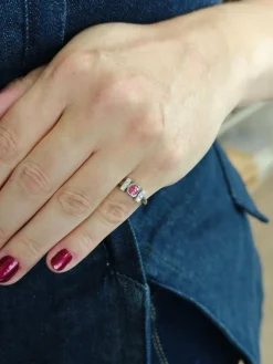 Bague en or avec saphir Padparadscha No Heat Sri Lanka et diamants