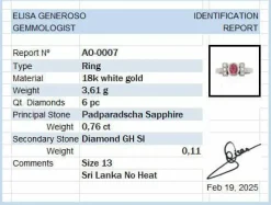 Bague en or avec saphir Padparadscha No Heat Sri Lanka et diamants