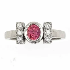 Bague en or avec saphir Padparadscha No Heat Sri Lanka et diamants