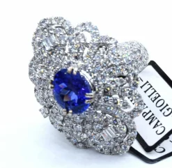 Bague en or avec tanzanite et diamants