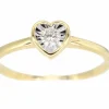 Bague en or avec un diamant taille brillant en forme de coeur