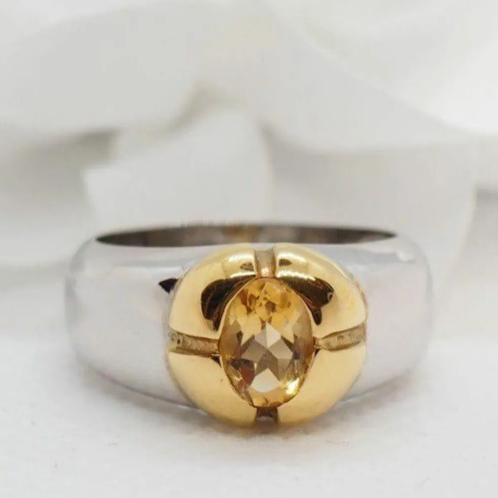 Bague en Or Bicolore & Citrine