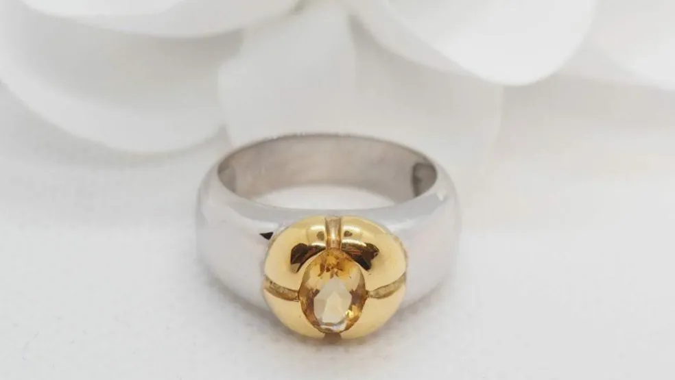 Bague en Or Bicolore & Citrine