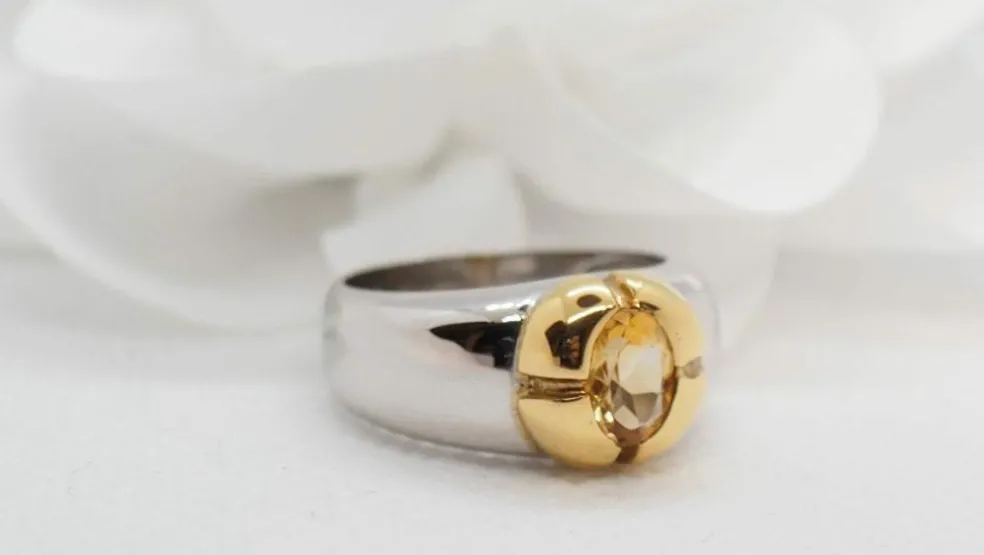 Bague en Or Bicolore & Citrine