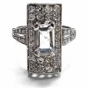 Bague en or blanc 18 carats avec aigue-marine et diamants
