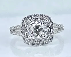 Bague en or blanc 18 carats, diamant 1,22 carat couleur E blanc exceptionnel