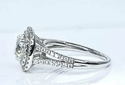 Bague en or blanc 18 carats, diamant 1,22 carat couleur E blanc exceptionnel