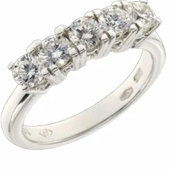 Bague en or blanc, 5 diamants