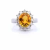 Bague en or blanc - saphir jaune et diamants