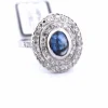 BAGUE EN OR BLANC - SAPHIR CABOCHON et DIAMANTS