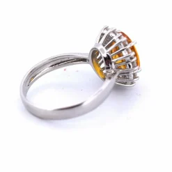 Bague en or blanc - saphir jaune et diamants