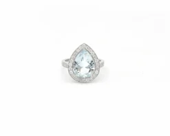 Bague en or blanc avec aigue-marine et diamants