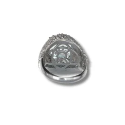 Bague en or blanc avec aigue-marine et diamants certifiés
