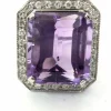 Bague en or blanc avec améthyste naturelle et diamants