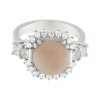 Bague en or blanc avec corail et diamants