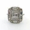 Bague en or blanc avec diamants baguette et brillant