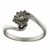 Bague en or blanc avec diamants taille brillant en forme de fleur
