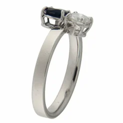Bague en or blanc avec diamant et saphir