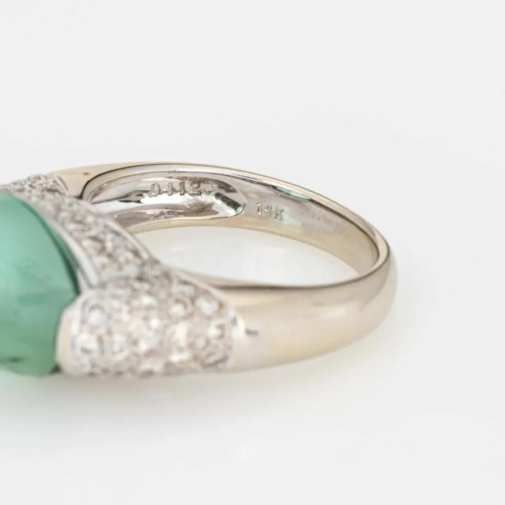 Bague en or blanc avec diamants et tourmaline verte écume de mer