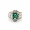Bague en or blanc avec émeraude et diamants