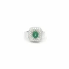 Bague en or blanc avec émeraude et diamants