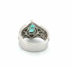 Bague en or blanc avec émeraude et diamants